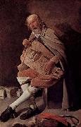 Georges de La Tour Hurdy gurdy player oil